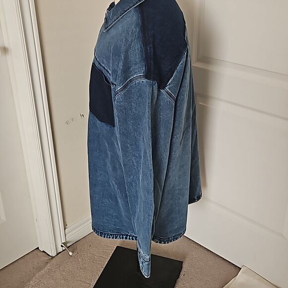 RW&CO.  Men's Denim Button-Down Oversized Jean Shirt XL Dark Blue Washed - Picture 3 of 16